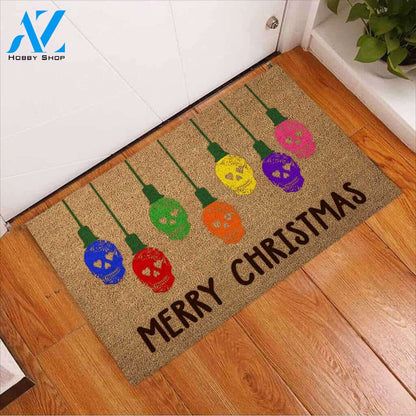 Merry Christmas - Skull Coir Pattern Print Doormat