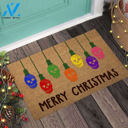 Merry Christmas - Skull Coir Pattern Print Doormat