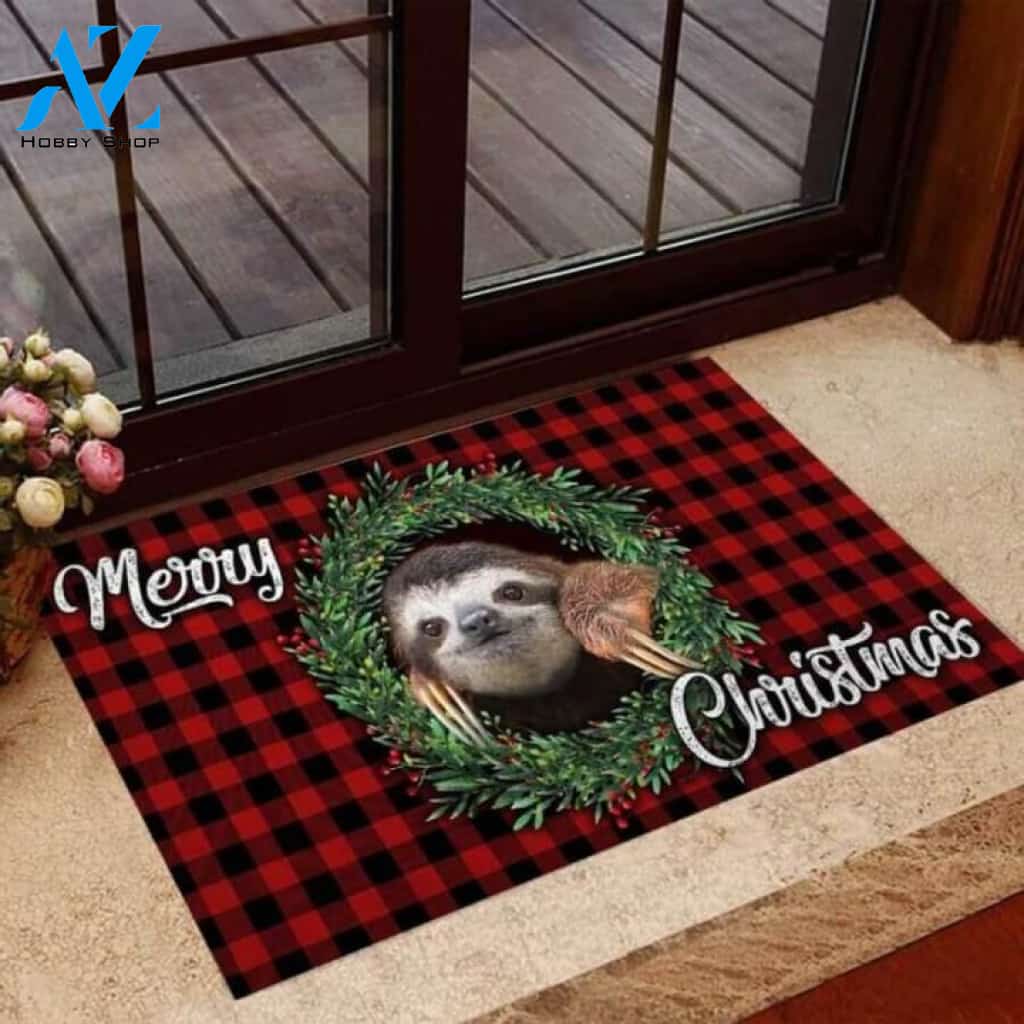 Merry Christmas Sloth Doormat