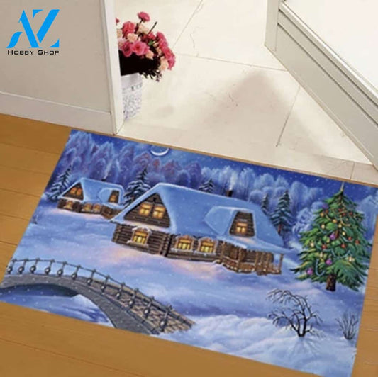 Merry Christmas - Snow House Doormat Welcome Mat Housewarming, Gift For Home Decor Funny Doormat Gift Idea