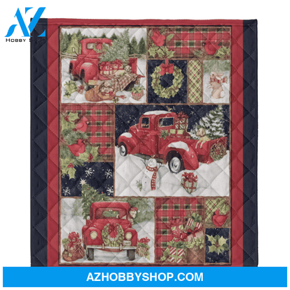 Merry Christmas Snowman And Gift Red Truck Fleece Blanket Gift For People Home Decor Bedding Couch Sofa Soft And Comfy Cozy