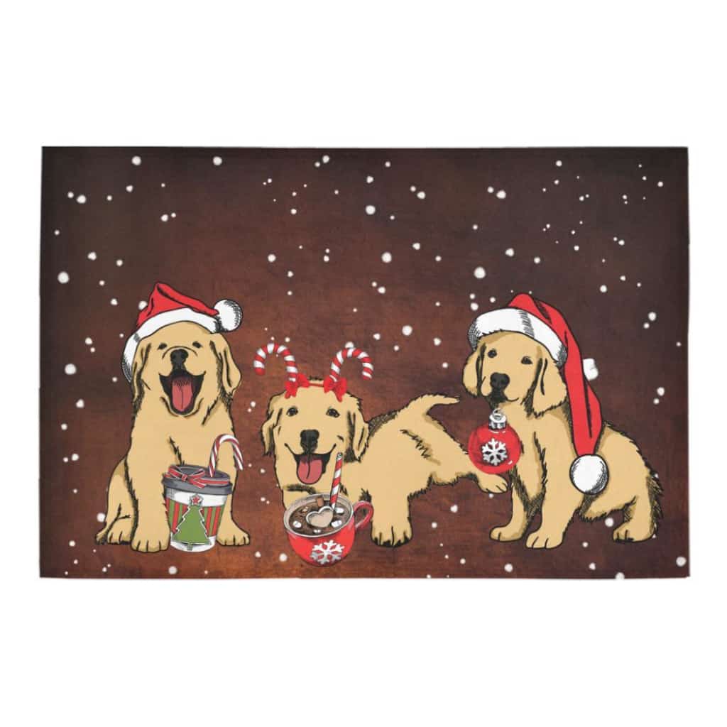 Merry Christmas Wiaccessories Of Golden Retriever Dogs Lover Doormat Welcome Mat