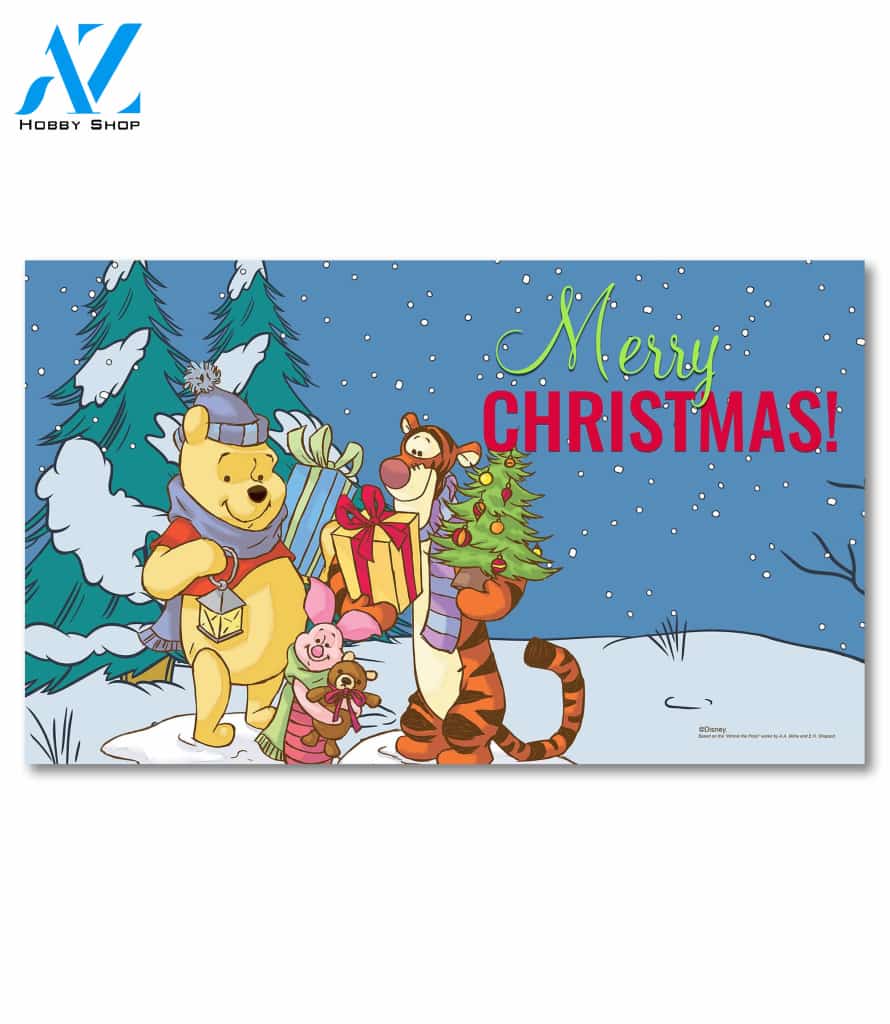 Merry Christmas Winnie the Pooh Doormat - 18" x 30"