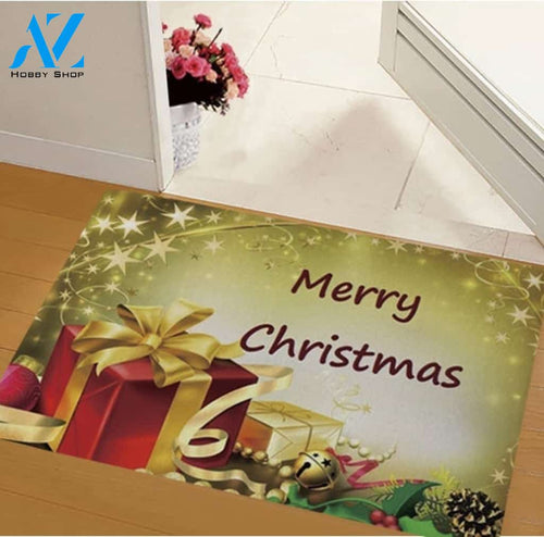Merry Christmas With Presents Doormat Welcome Mat Housewarming, Gift For Home Decor Funny Doormat Gift Idea
