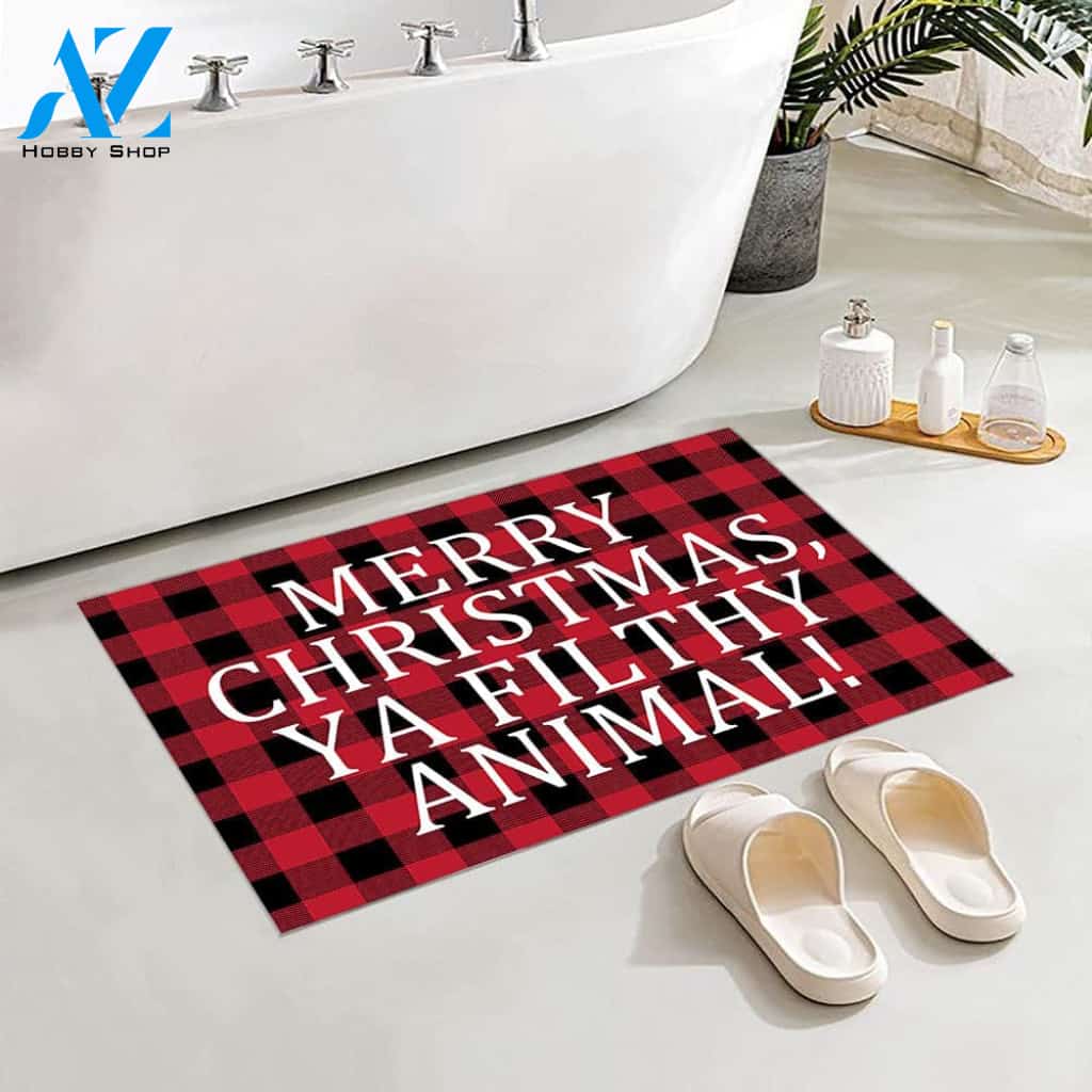 Merry Christmas Ya Filthy Animal Doormat Indoor And Outdoor Mat Entrance Rug Sweet Home Decor Housewarming Gift Gift Friend Family Christmas Holiday
