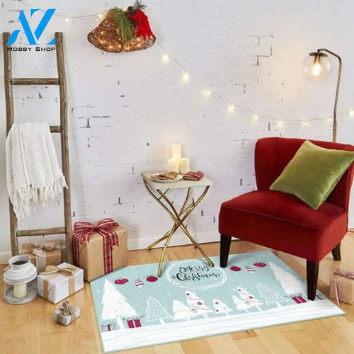 Merry Forest Light Blue Christmas Doormat Indoor And Outdoor Mat Entrance Rug Sweet Home Decor Housewarming Gift Gift Friend Family Christmas Holiday