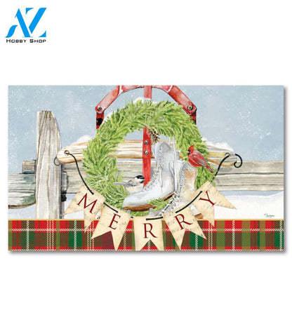 Merry Winter Sled and Skates Doormat - 18" x 30"