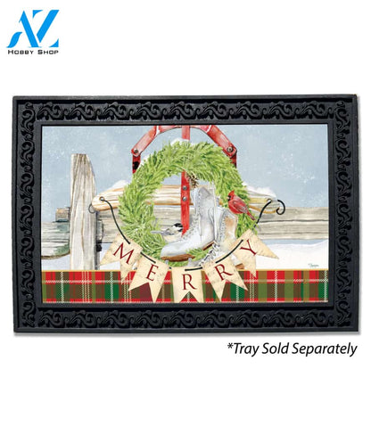 Merry Winter Sled and Skates Doormat - 18" x 30"