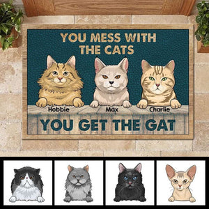 Mess With The Cat Get Gat - Lovers Personalized Doormat Door