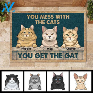 Mess With The Cat Get The Gat - Cat Lovers - Personalized Doormat | Welcome Mat | House Warming Gift