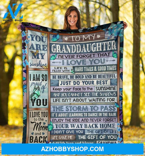 Personalized Custom Name Message Blanket to My Granddaughter from Grandpa and Grandma, Daughter and Son Gift from Dad and Mom, Family Love Quote Art Print White Fleece Blanket For Christmas Birthday