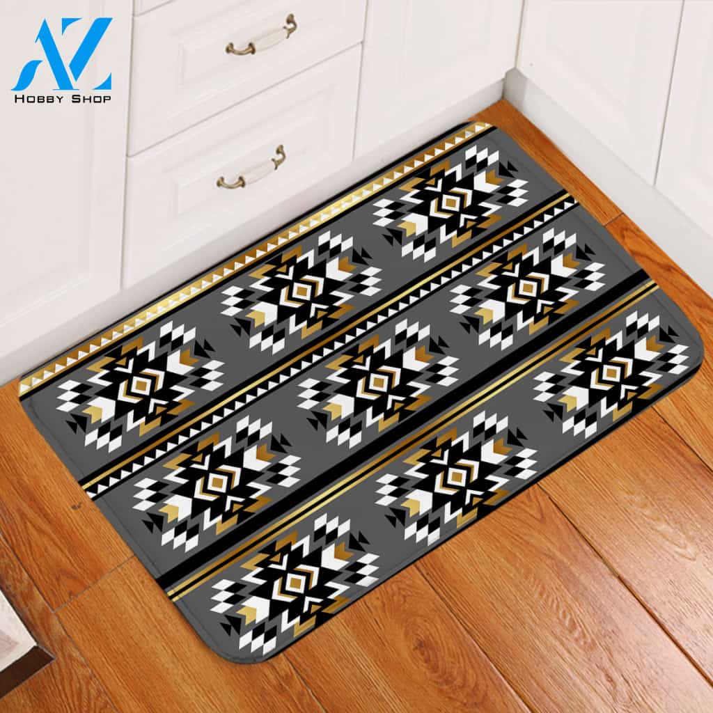 Metallic Line Decoration Door Mat