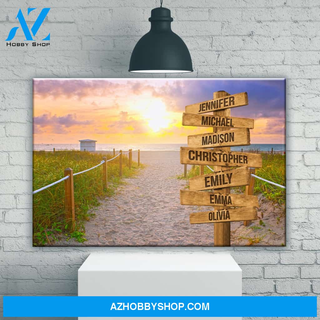 Miami Beach Sunset Color Multi-Names Premium Canvas