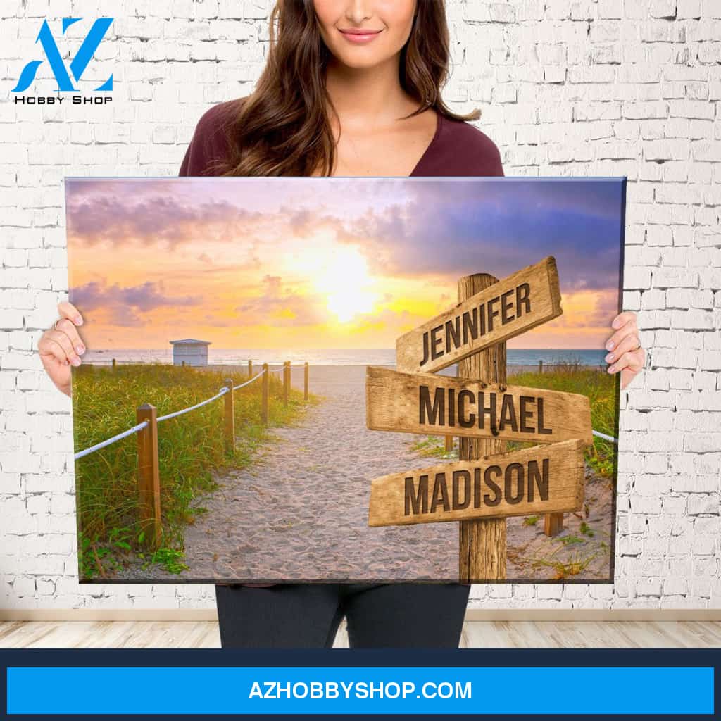 Miami Beach Sunset Color Multi-Names Premium Canvas