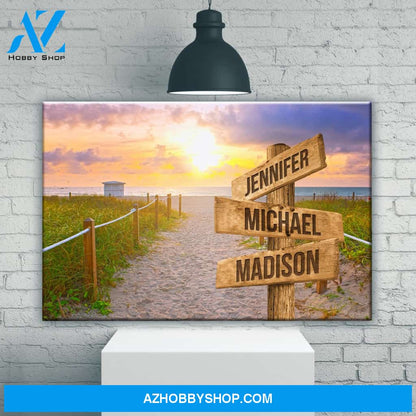 Miami Beach Sunset Color Multi-Names Premium Canvas