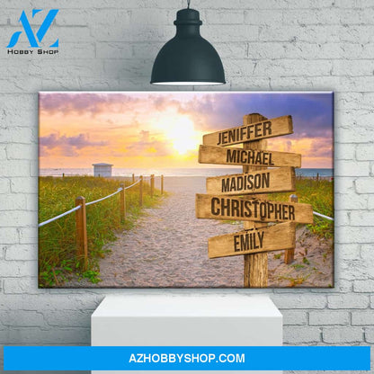 Miami Beach Sunset Color Multi-Names Premium Canvas