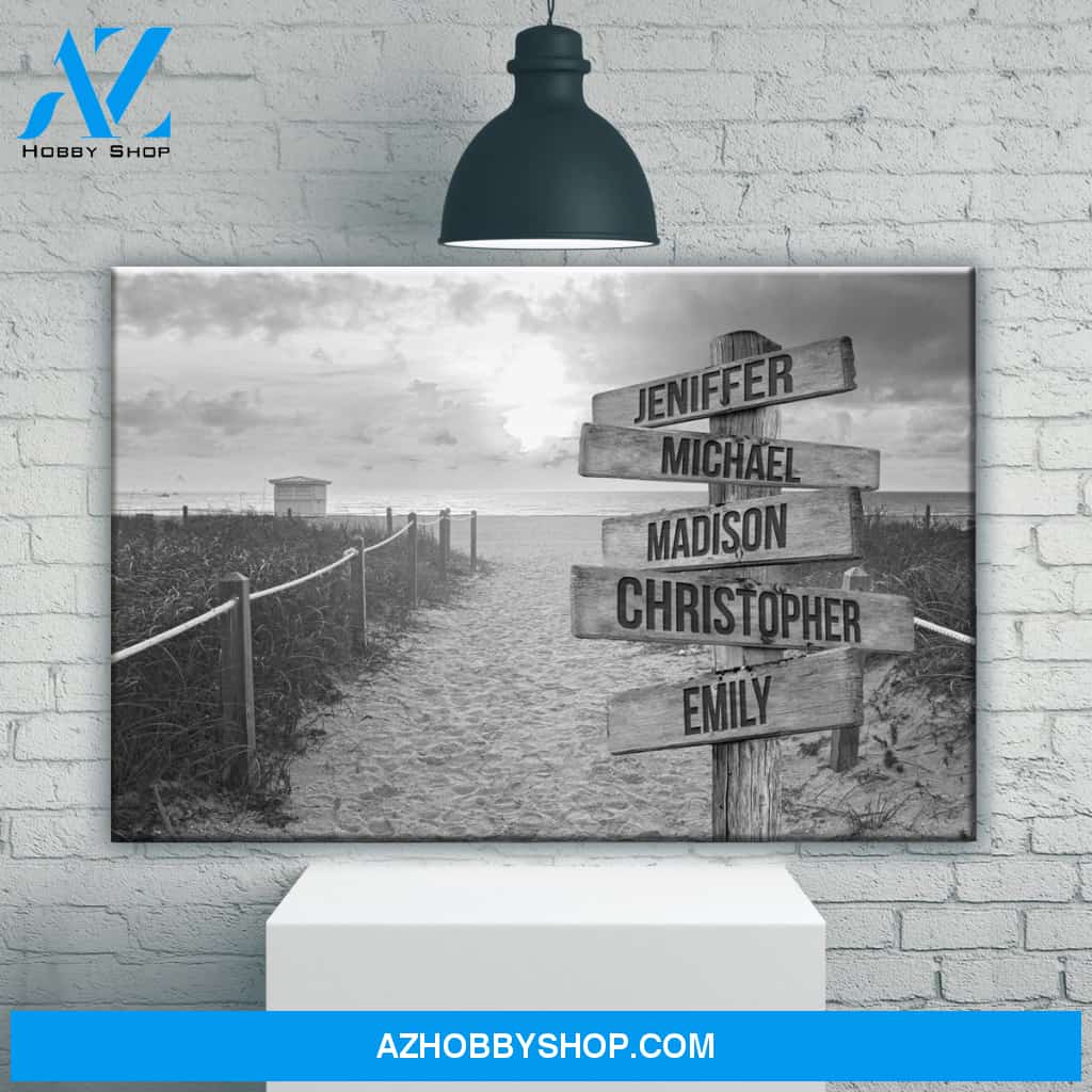 Miami Beach Sunset Multi-Names Premium Canvas
