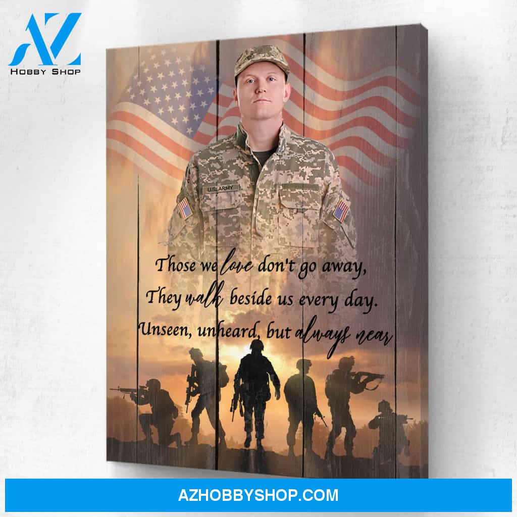 Military Memorial Personalized Photo Memorial Canvas, Canvas Wall Art Gift for Remembrance