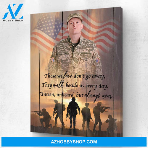 Military Memorial Personalized Photo Memorial Canvas, Canvas Wall Art Gift for Remembrance