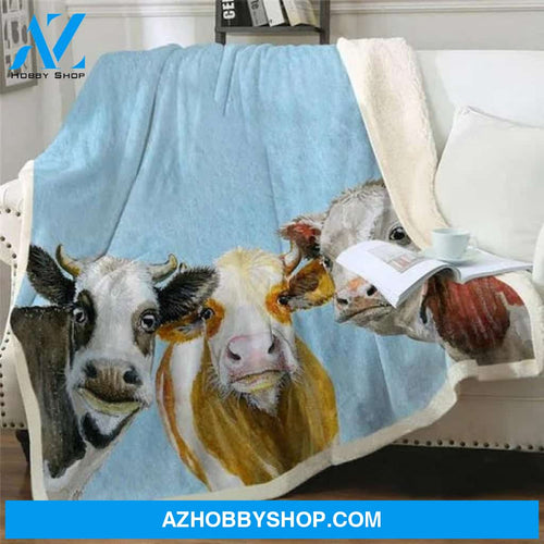 Milk Cow Themed Sherpa Fleece Blanket