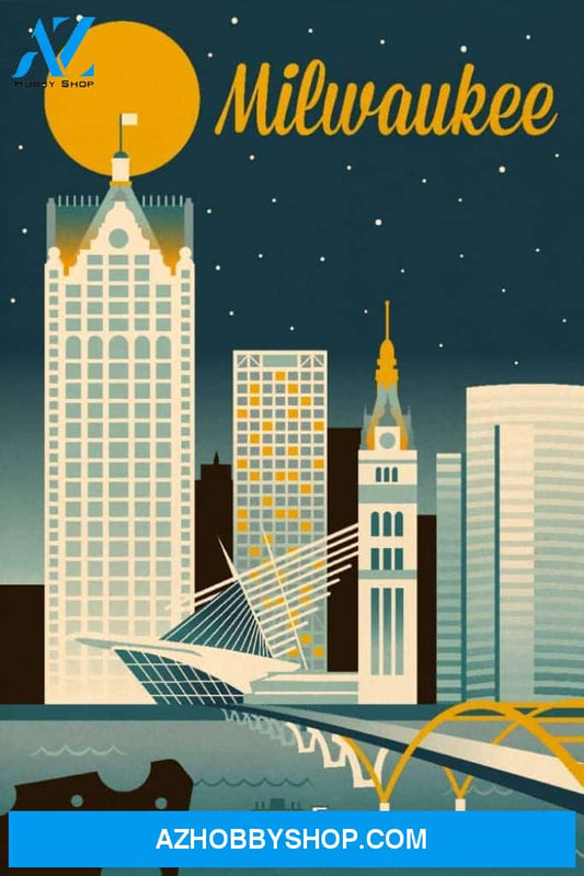 Milwaukee Wisconsin Retro Skyline Classic Series