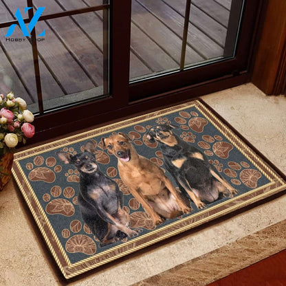 Miniature Pinscher Flower Paw - Dog Doormat Welcome Mat House Warming Gift Home Decor Gift for Dog Lovers Funny Doormat Gift Idea