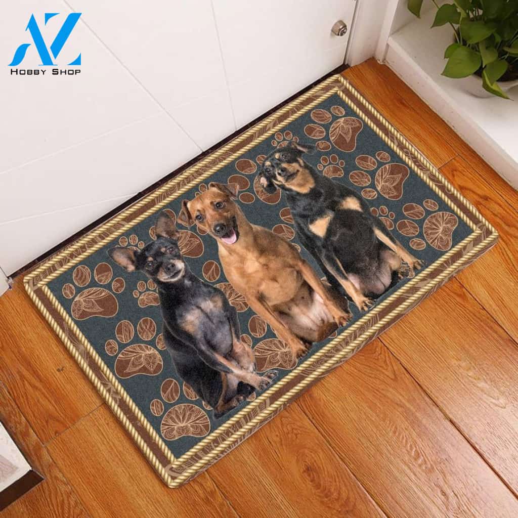 Miniature Pinscher Flower Paw Doormat