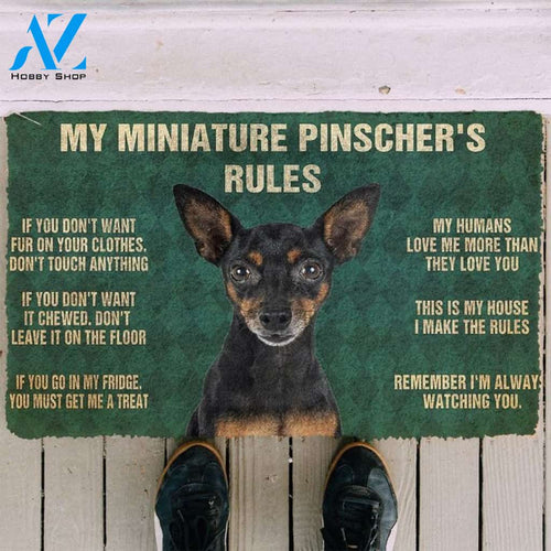Miniature Pinscher's Rules Doormat Welcome Mat Housewarming Gift Home Decor Funny Doormat Gift For Dog Lovers