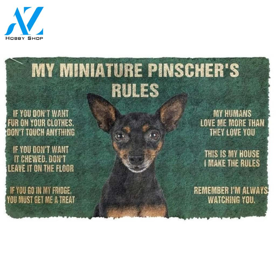 Miniature Pinscher's Rules Doormat Welcome Mat Housewarming Gift Home Decor Funny Doormat Gift For Dog Lovers
