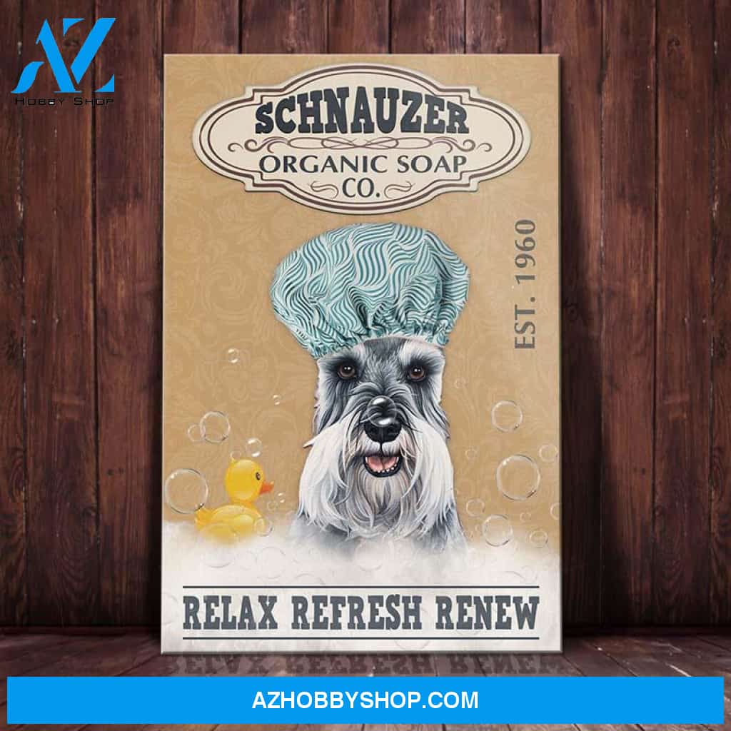 Miniature Schnauzer Dog Organic Soap Company Canvas Wall Art, Wall Decor Visual Art