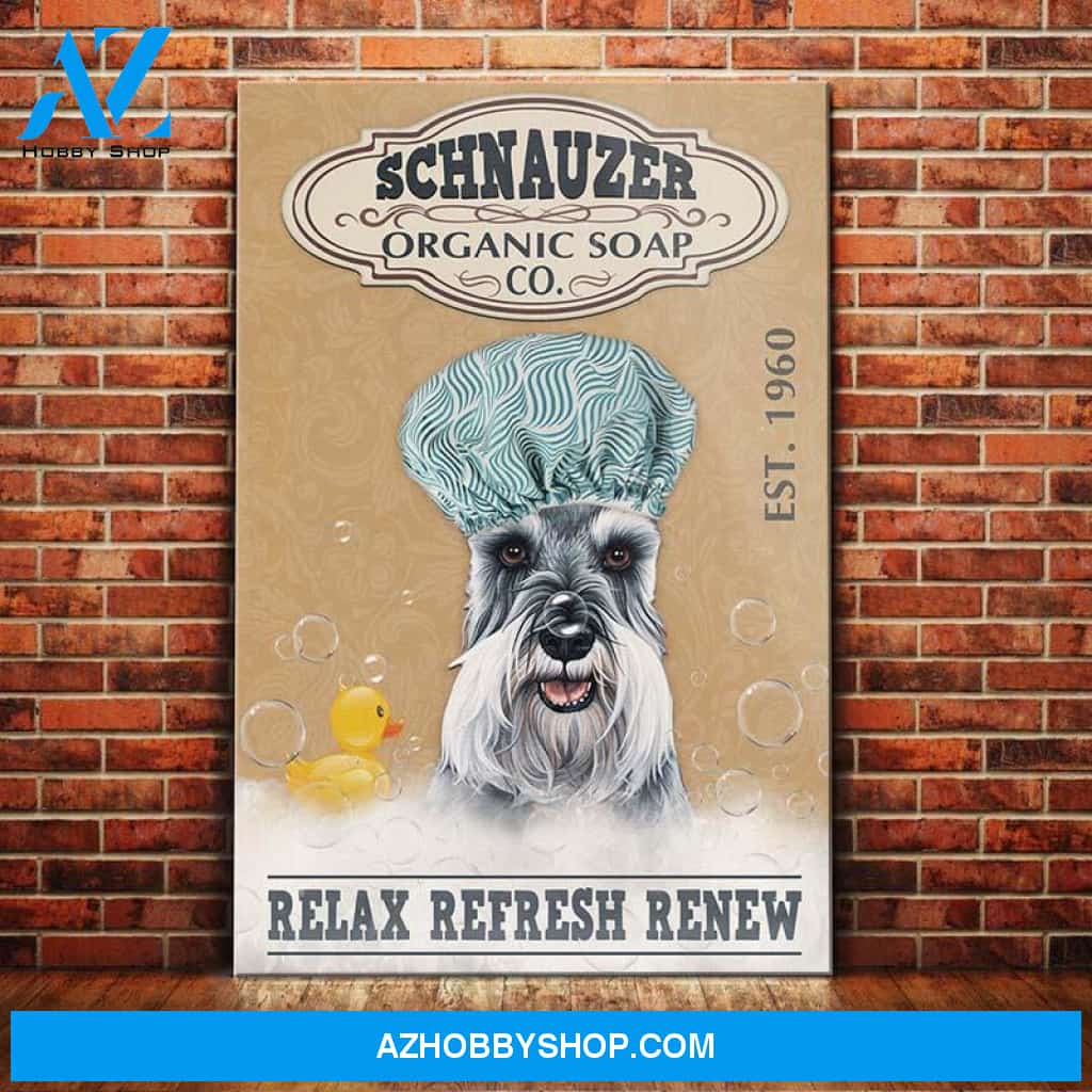 Miniature Schnauzer Dog Organic Soap Company Canvas Wall Art, Wall Decor Visual Art