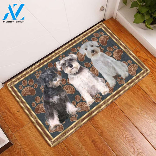 Miniature Schnauzer Flower Paw Doormat