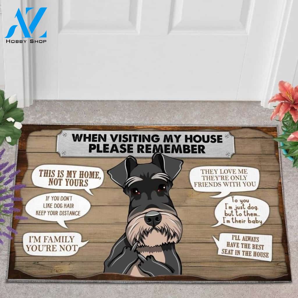 Miniature Schnauzer Please Remember This Is My Home Funny Doormat Gift For Dog Lovers Home Decor Warm House Gift Welcome Mat Halloween Decor