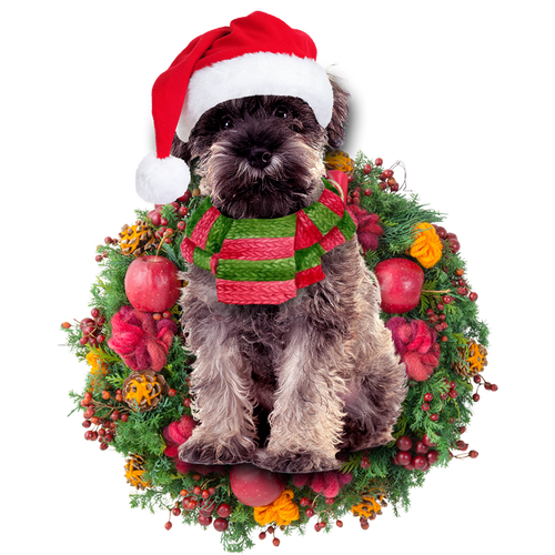 Godmerch- Ornament- Miniature Schnauzer Christmas Ornament, Happy Christmas Ornament, Car Ornament
