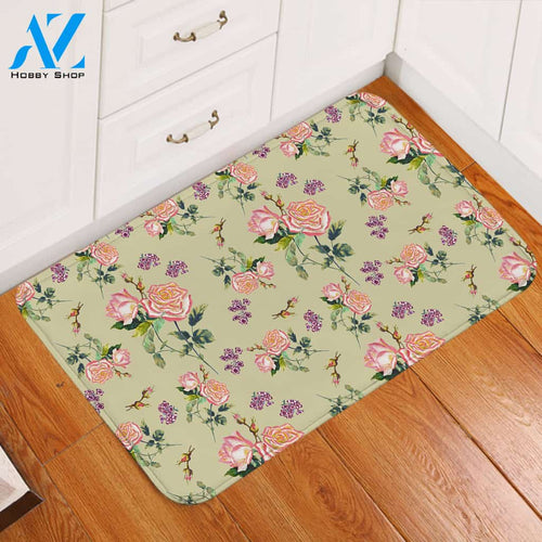 Minty Roses Door Mat