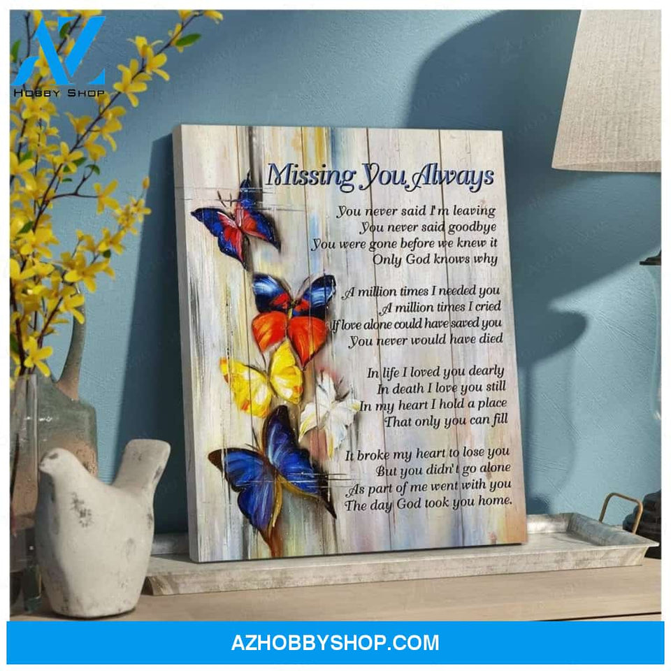 Missing You Always Butterfly Wall Art Canvas