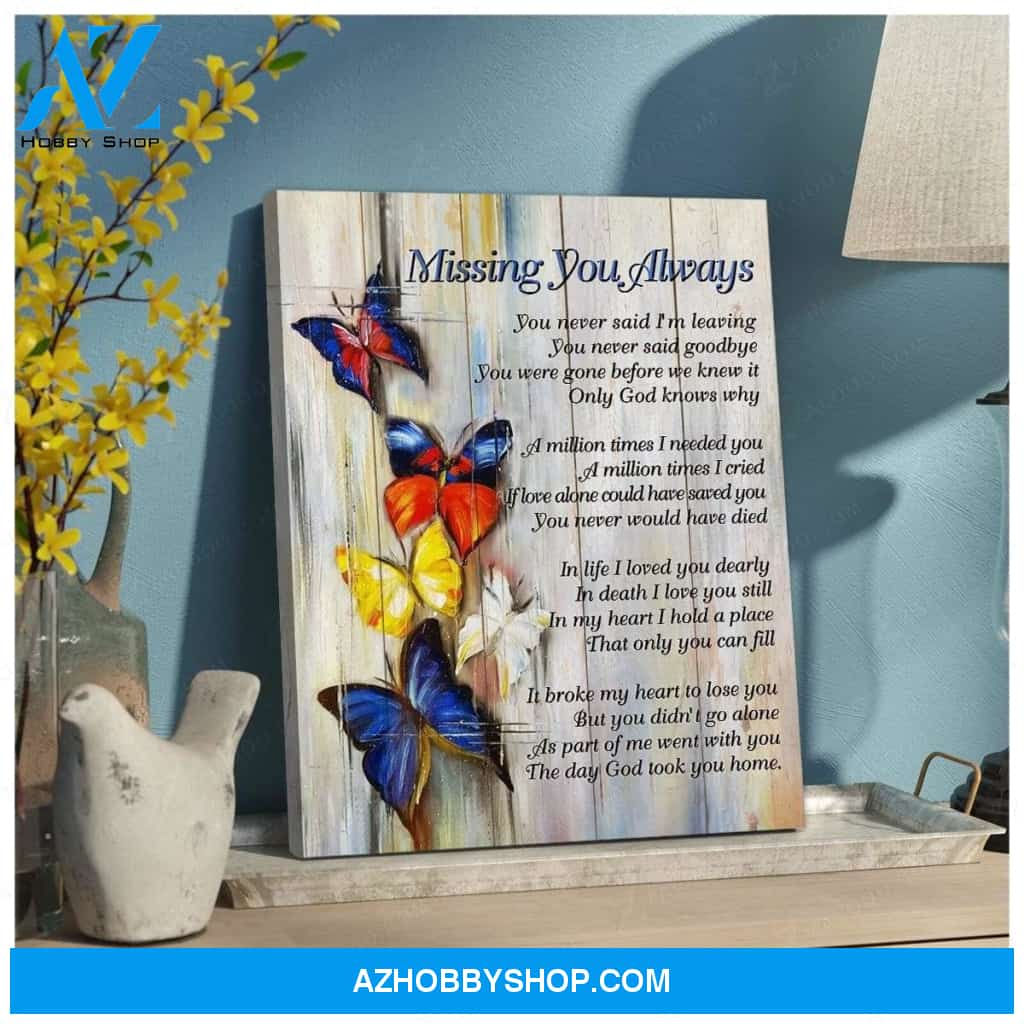 Missing You Always Butterfly Wall Art Canvas