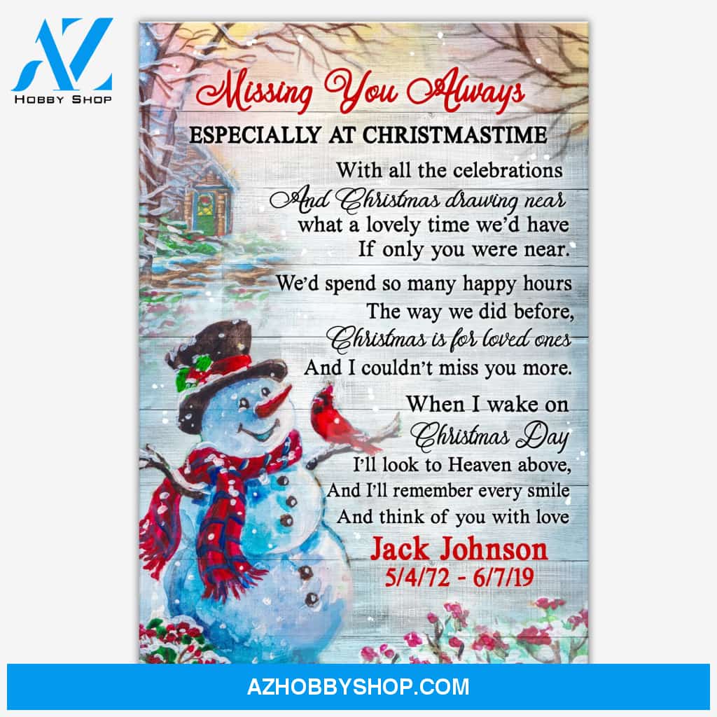 Missing You Always Especially At Christmas Personalized Canvas