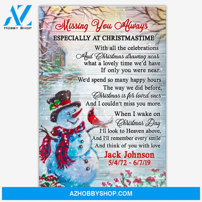 Missing You Always Especially At Christmas Personalized Canvas