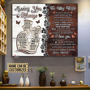 Missing You Always To My Wife - Skull Gothic Couple Valentine Personalized Canvas Gallery Wraps Gift