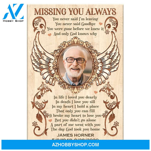 Missing You Always Upload Photo Personalized Canvas
