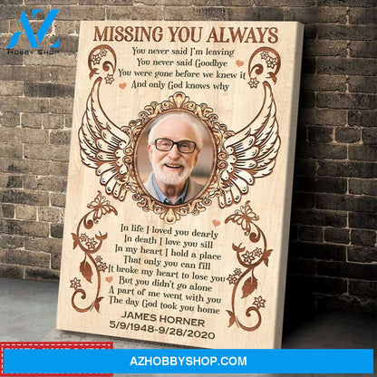 Missing You Always Upload Photo Personalized Canvas