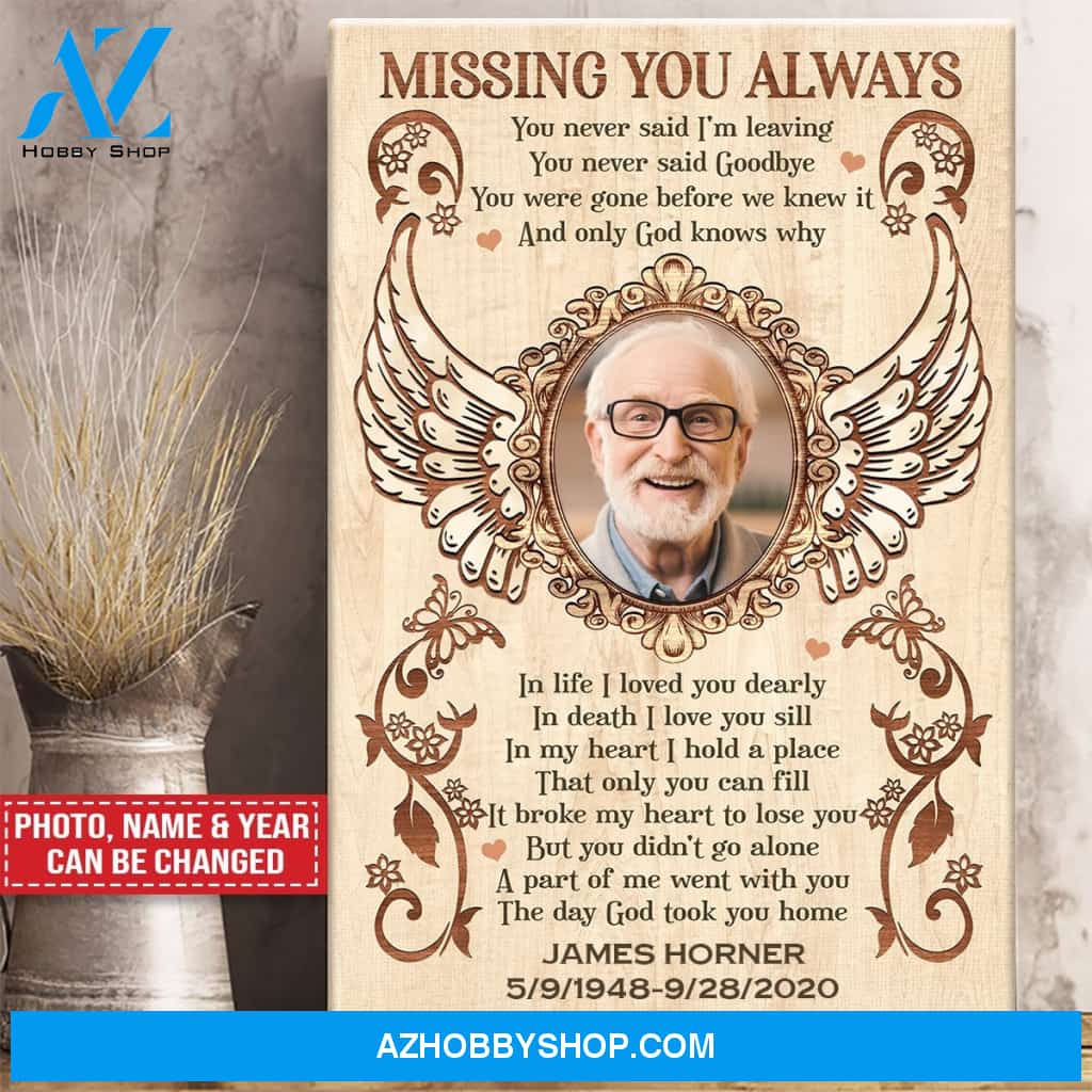 Missing You Always Upload Photo Personalized Canvas
