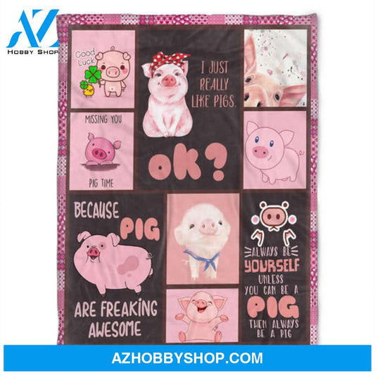 Missing You Pig Time, Fleece Blanket.Gift For Pig Lovers 