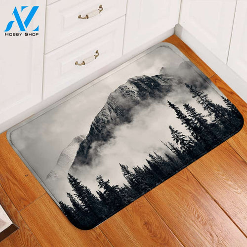 Misty Forest Mountain Door Mat