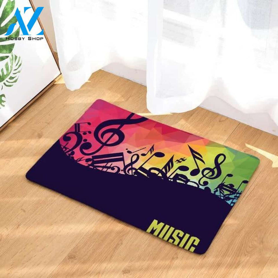 Mixed Navy Blue Music Notes Doormat Indoor and Outdoor Doormat Warm House Gift Welcome Mat Birthday Gift for Music Lovers Piano Lover