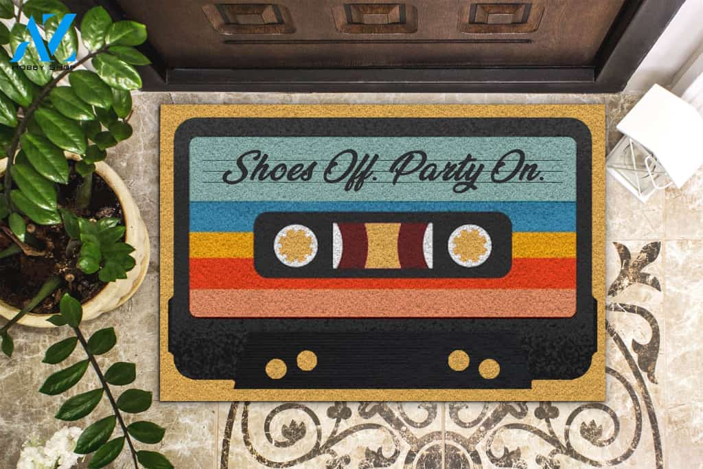 Mixtape Shoes Off Party On Indoor And Outdoor Doormat Welcome Mat Housewarming Gift Home Decor Funny Doormat