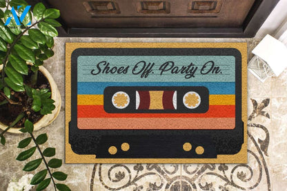 Mixtape Shoes Off Party On Indoor And Outdoor Doormat Welcome Mat Housewarming Gift Home Decor Funny Doormat