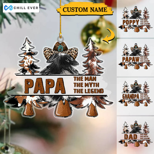 Papa The Man The Myth The Legend Merry Christmas Trees Acrylic Ornament CTH01