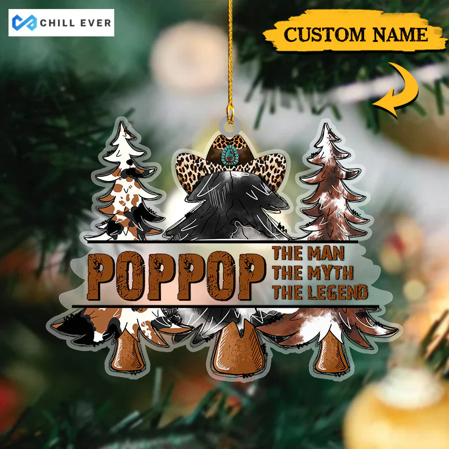 Papa The Man The Myth The Legend Merry Christmas Trees Acrylic Ornament CTH01
